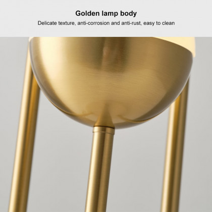 HMR - 3-Light Globe LED Table Lamp Modern Desk Lamp in Gold with White Shade Marble Base