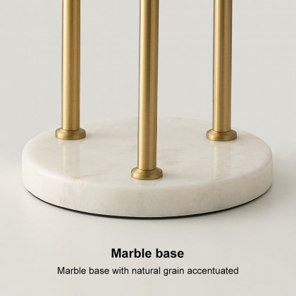 HMR - 3-Light Globe LED Table Lamp Modern Desk Lamp in Gold with White Shade Marble Base