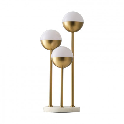 HMR - 3-Light Globe LED Table Lamp Modern Desk Lamp in Gold with White Shade Marble Base