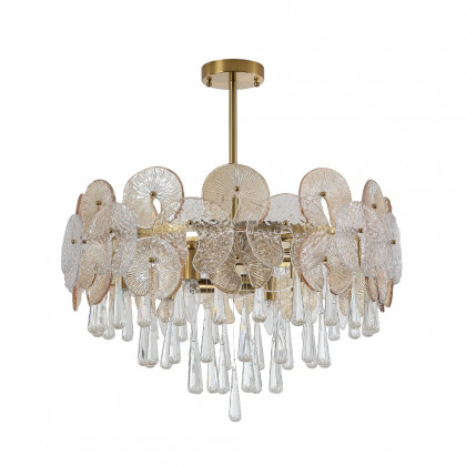 HMR - Glam 9-Light Crystal 5 Tiered Chandelier Gold Pendant Lights for Living Room