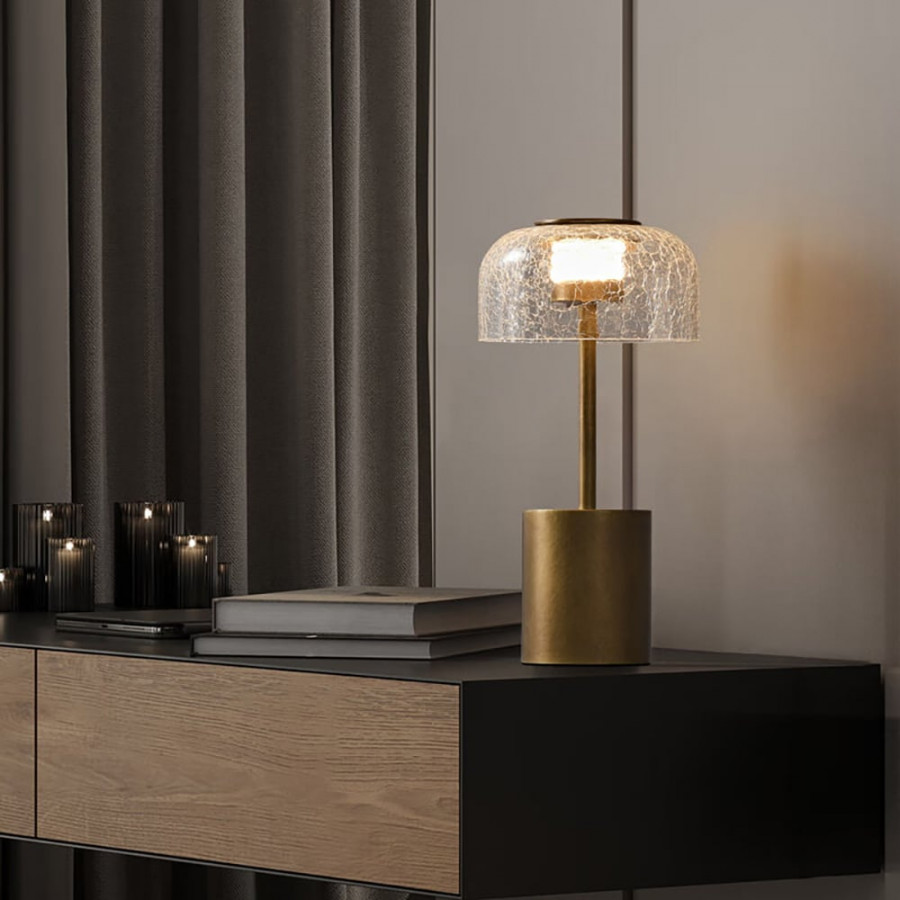 HMR - 2500mAh Bronze Gold Glass Desk Lamp Wireless USB Rechargeable Touch 3 colors Table Light