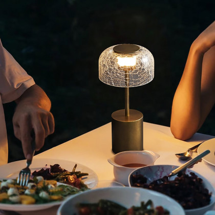 HMR - 2500mAh Bronze Gold Glass Desk Lamp Wireless USB Rechargeable Touch 3 colors Table Light