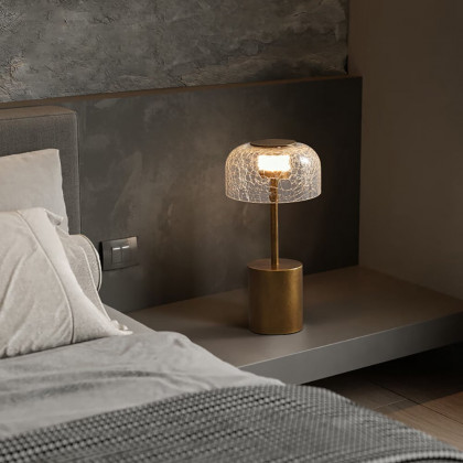 HMR - 2500mAh Bronze Gold Glass Desk Lamp Wireless USB Rechargeable Touch 3 colors Table Light