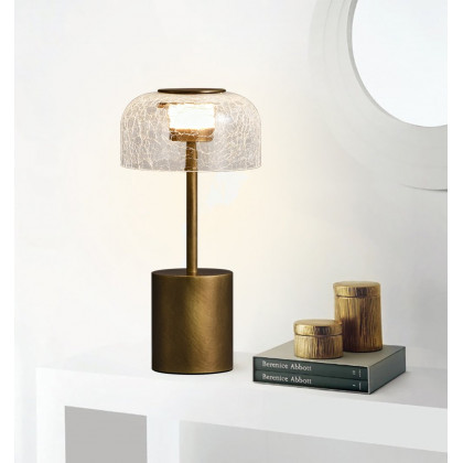 HMR - 2500mAh Bronze Gold Glass Desk Lamp Wireless USB Rechargeable Touch 3 colors Table Light