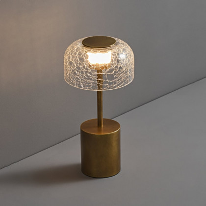 HMR - 2500mAh Bronze Gold Glass Desk Lamp Wireless USB Rechargeable Touch 3 colors Table Light