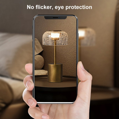 HMR - 2500mAh Bronze Gold Glass Desk Lamp Wireless USB Rechargeable Touch 3 colors Table Light