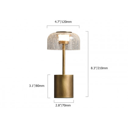 HMR - 2500mAh Bronze Gold Glass Desk Lamp Wireless USB Rechargeable Touch 3 colors Table Light