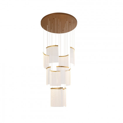 HMR - 11-Light Gold Entryway Foyer 3-Tiered LED Chandelier Modern Hotel Hollow Pendant Light