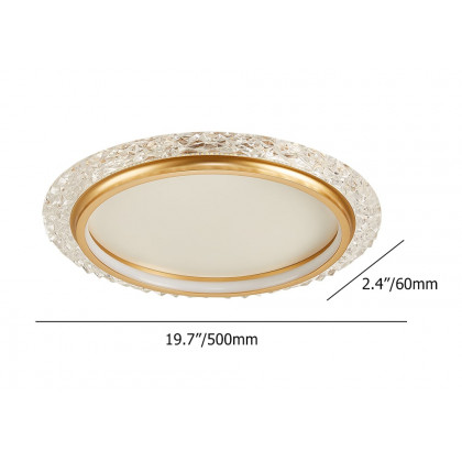 HMR - Glam Crystal Flush Mount LED Round Ceiling Light in Gold for Living Room