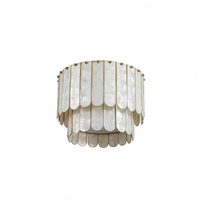 HMR - Enseo Coastal 3-Light Capiz Shell Flush Mount Round Ceiling Light in Gold Living Room