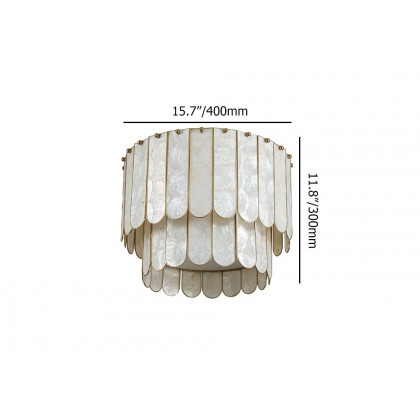 HMR - Enseo Coastal 3-Light Capiz Shell Flush Mount Round Ceiling Light in Gold Living Room
