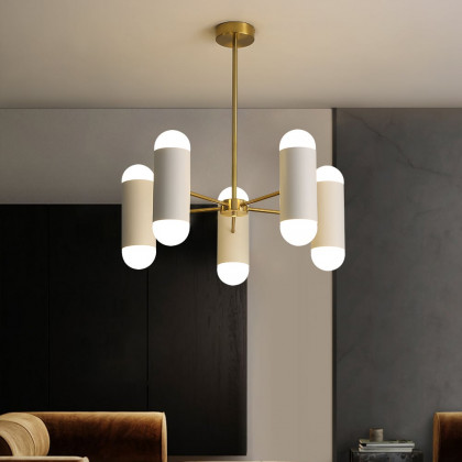HMR - 10-Light Gold Sputnik Sphere Modern Metal Ceiling Chandelier with White Glass Shades