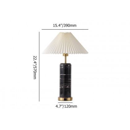 HMR - Modern Black Marble Irregular Pattern Dome Shaped Table Lamp with USB Charging Ports