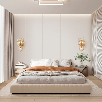 HMR - Glam 3-Light Crystal Wall Sconce Golden LED Wall Light for Bedroom Deco