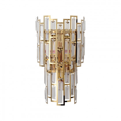 HMR - Glam 3-Light Crystal Wall Sconce Golden LED Wall Light for Bedroom Deco