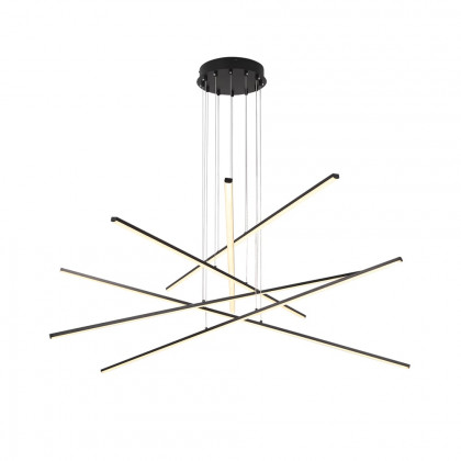 HMR - 6-Light Black Linear Pendant Light Minimalist Modern LED Lighting Adjustable Dimmable