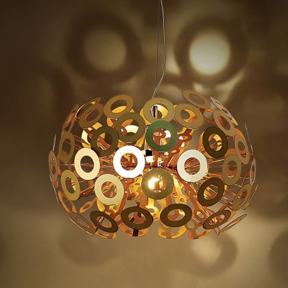 HMR - 17.72" Modern Art Deco 1-Light Round Pendant Light in Gold