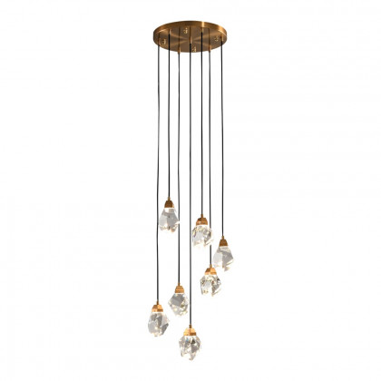 HMR - 7-Light LED Crystal Entryway Foyer Chandelier Tiered Long Pendant Light Home Decor