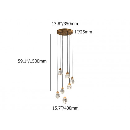 HMR - 7-Light LED Crystal Entryway Foyer Chandelier Tiered Long Pendant Light Home Decor