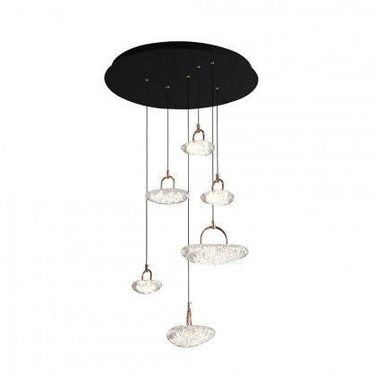 HMR - 6-Light LED Acrylic Entryway Foyer Chandelier Tiered Long Pendant Light with Clear Shade
