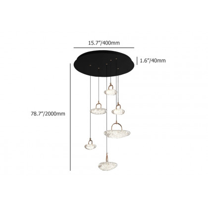 HMR - 6-Light LED Acrylic Entryway Foyer Chandelier Tiered Long Pendant Light with Clear Shade