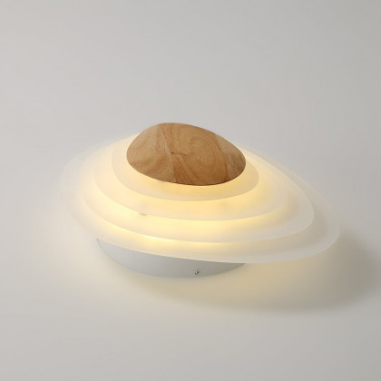 HMR - Minimalist LED White Flush Mount Ceiling Light Metal Acrylic and Wood