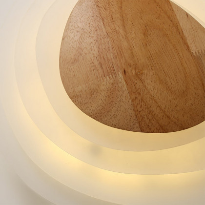 HMR - Minimalist LED White Flush Mount Ceiling Light Metal Acrylic and Wood
