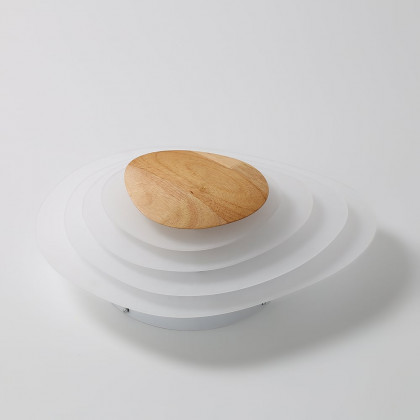 HMR - Minimalist LED White Flush Mount Ceiling Light Metal Acrylic and Wood