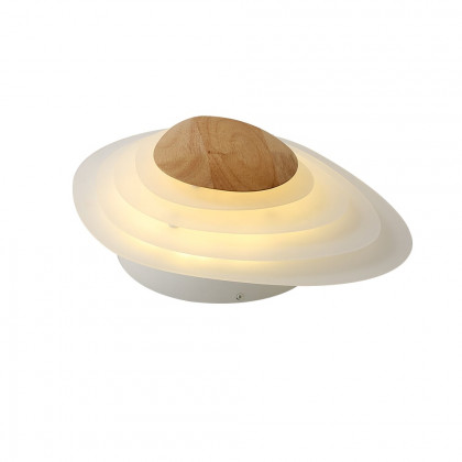 HMR - Minimalist LED White Flush Mount Ceiling Light Metal Acrylic and Wood