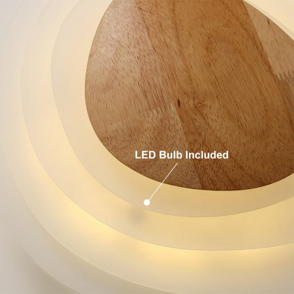 HMR - Minimalist LED White Flush Mount Ceiling Light Metal Acrylic and Wood