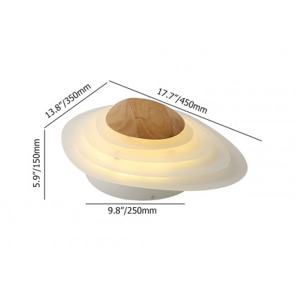 HMR - Minimalist LED White Flush Mount Ceiling Light Metal Acrylic and Wood