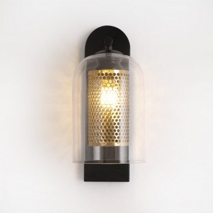 HMR - Modern 1-Light Glass Black & Gold Wall Lighting