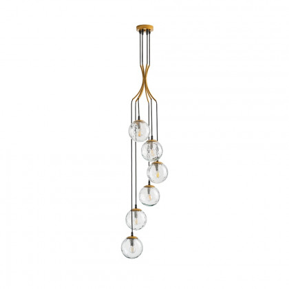HMR - 6-Light LED Glass Entryway Foyer Bubble Chandelier Tiered Long Pendant Light in Gold