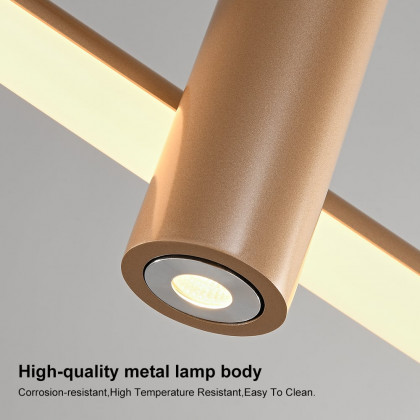 HMR - Minimalist 6-Light Gold Crystal Shade LED Glass Linear Kitchen Island Chandelier Light
