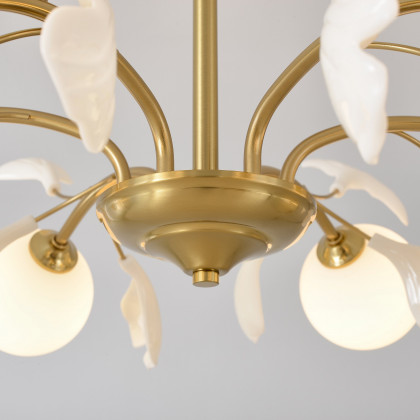 HMR - 6-Light Ceiling Light with Metal and Glass in Gold and White