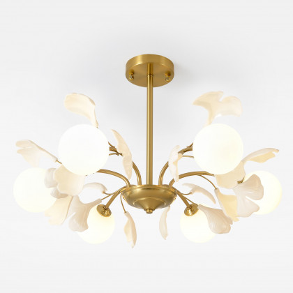 HMR - 6-Light Ceiling Light with Metal and Glass in Gold and White