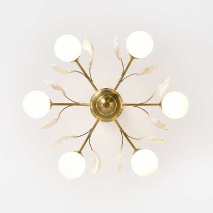 HMR - 6-Light Ceiling Light with Metal and Glass in Gold and White