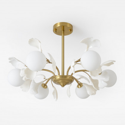 HMR - 6-Light Ceiling Light with Metal and Glass in Gold and White
