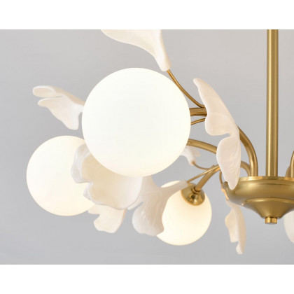 HMR - 6-Light Ceiling Light with Metal and Glass in Gold and White