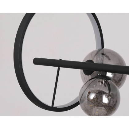 HMR Modern Kitchen Island Light with Glass Globe Shade Ceiling Pendant Lights - Black, 7-Light