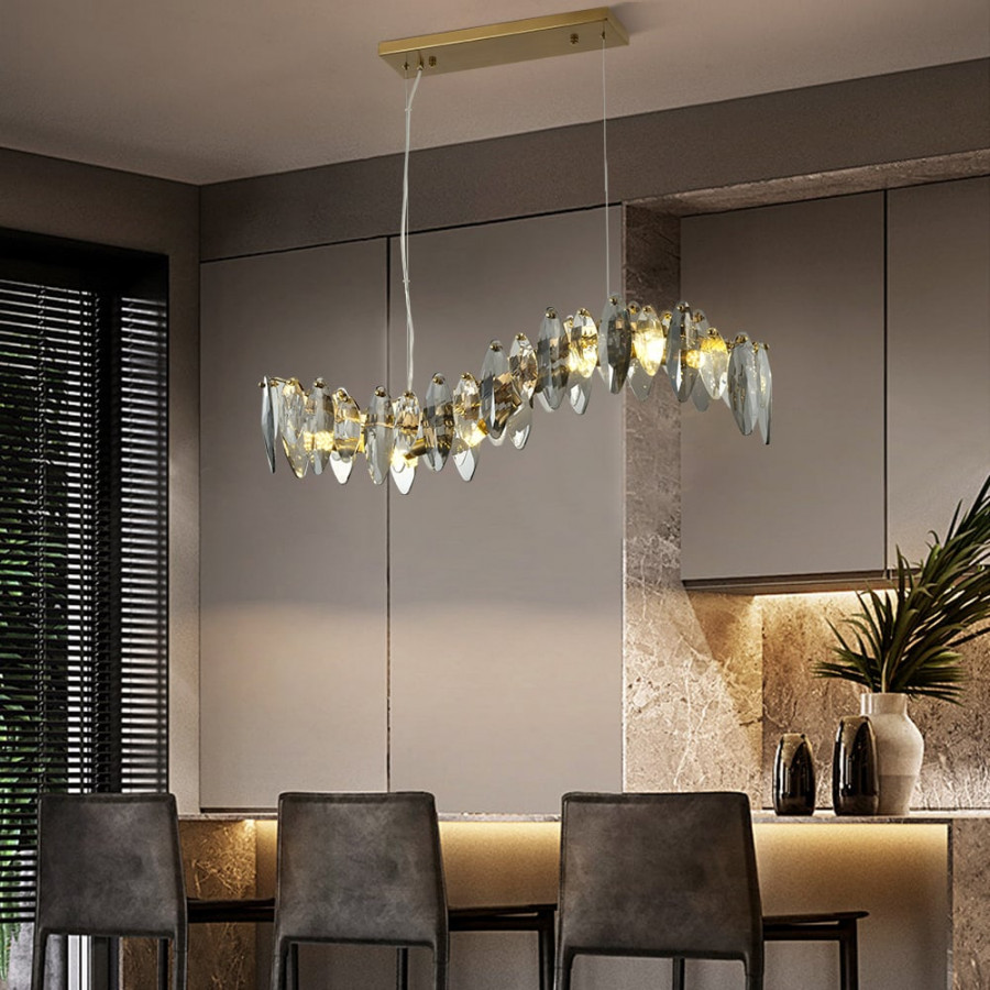 HMR - Modern 6-Light Anthracite Crystal Chandelier Light