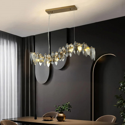 HMR - Modern 6-Light Anthracite Crystal Chandelier Light