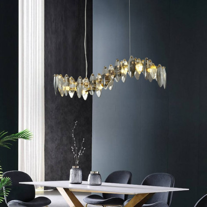 HMR - Modern 6-Light Anthracite Crystal Chandelier Light