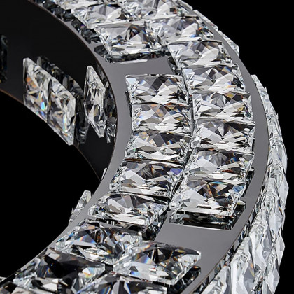HMR - K9 Crystal Silver Stainless Steel Ring Chandelier Double Layer Ceiling Light