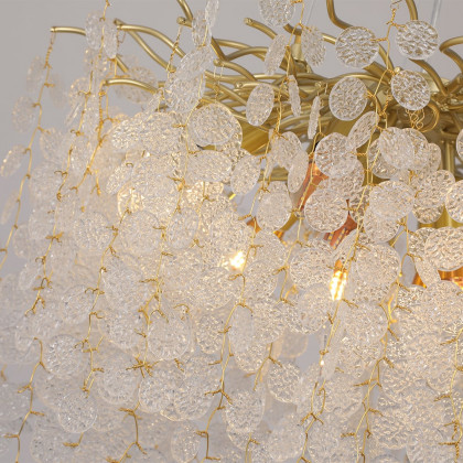 HMR - Art Deco 9-Light Gold Branch Pendant Crystal Chandelier Light for Living Room