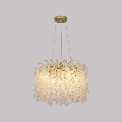 HMR - Art Deco 9-Light Gold Branch Pendant Crystal Chandelier Light for Living Room