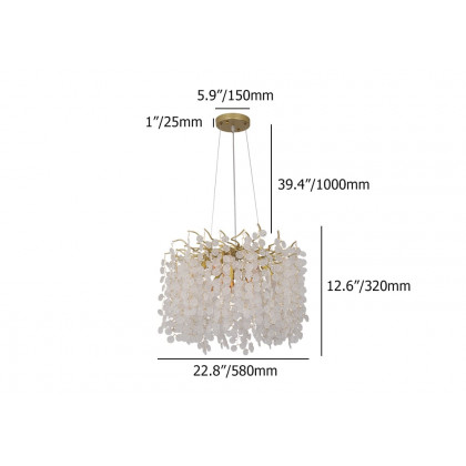 HMR - Art Deco 9-Light Gold Branch Pendant Crystal Chandelier Light for Living Room