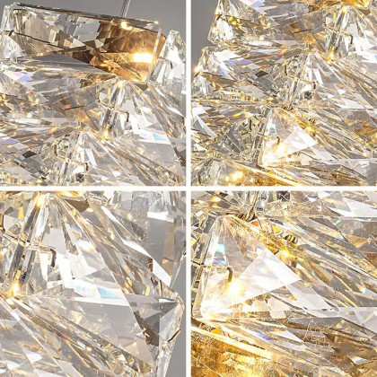 HMR - Glam Crystal Island Pendant Light in Gold Led Mini Chandelier for Kitchen Dining room