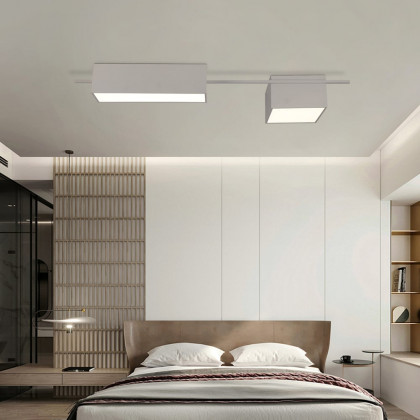 HMR - 2-Light Rectangle Modern Flush Mount LED Ceiling Light with Acrylic in White