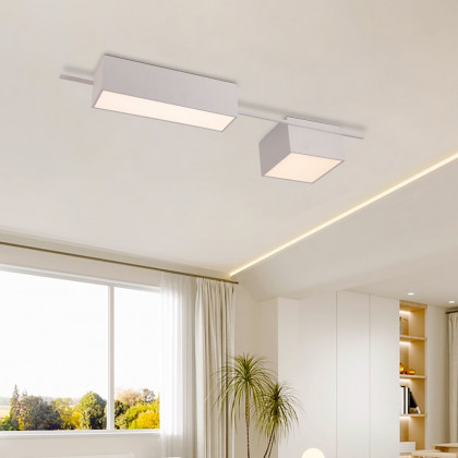 HMR - 2-Light Rectangle Modern Flush Mount LED Ceiling Light with Acrylic in White